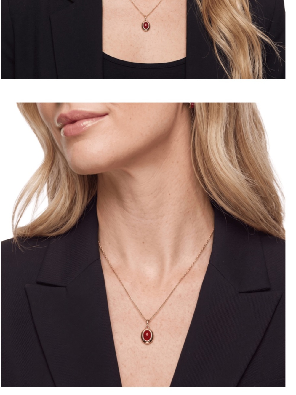 NWT Gold Necklace with Red Oval Pendant Necklace
